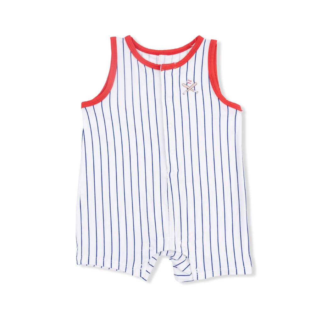 Baseball Stripe Sleeveless Shortie Romper