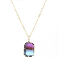 PURPLE/SMOKEY STONE ENCASED RECTANGLE, Necklace