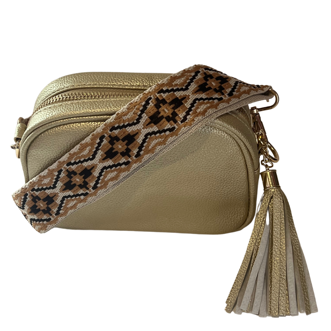 Faux Leather Wide Strap Bag