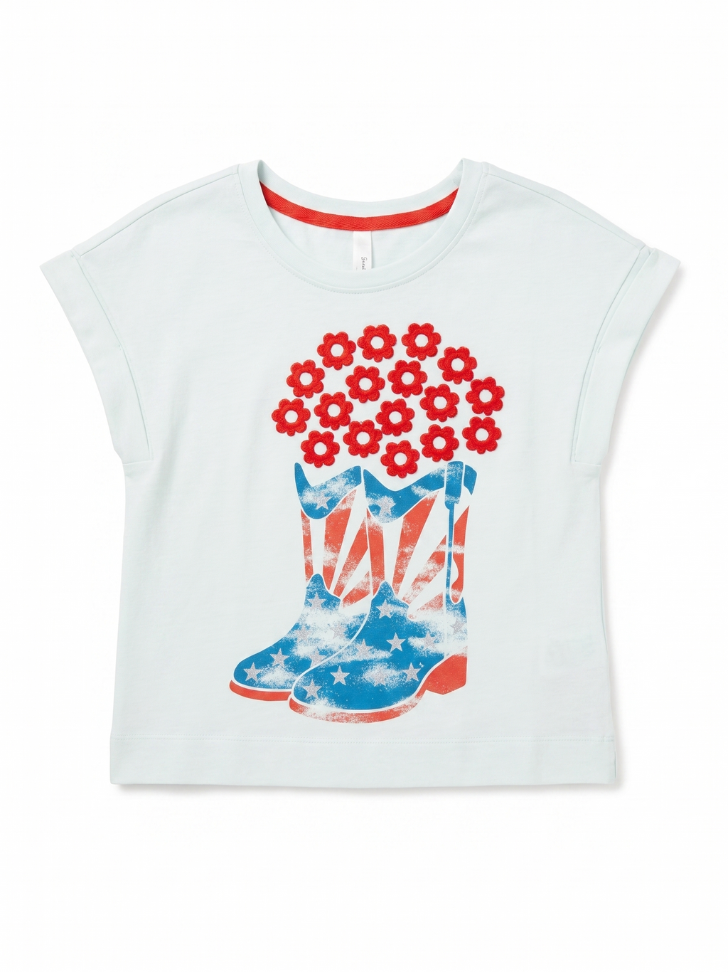 USA Boots w/Red Embroidered Flowers